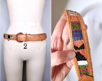 Southwestern Pink/blue Woven Cloth Tribal Belt/vintage  display picture 2