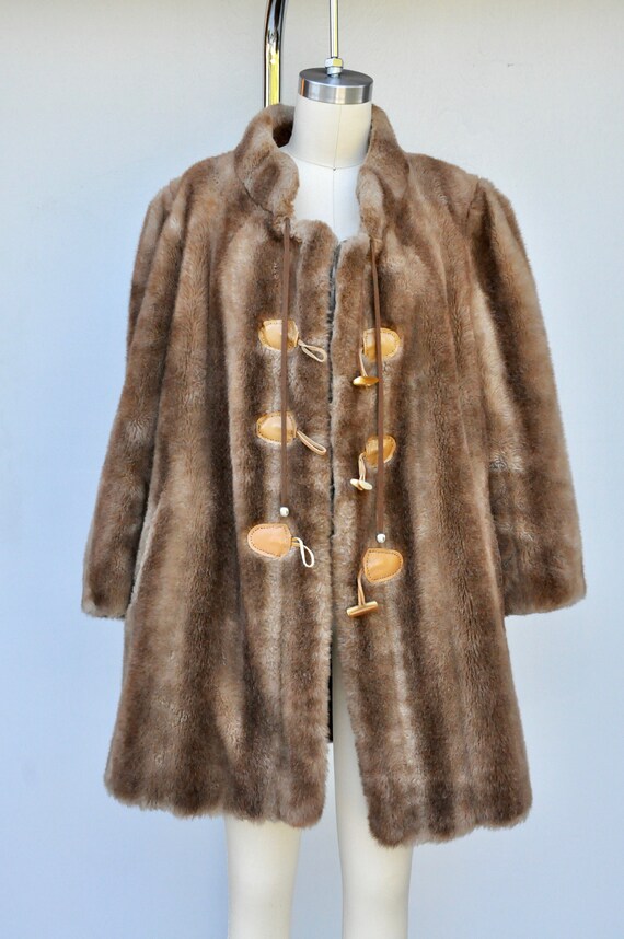 Vintage Faux Fur Coat Jacket - VEGAN Fur Coat - C… - image 6