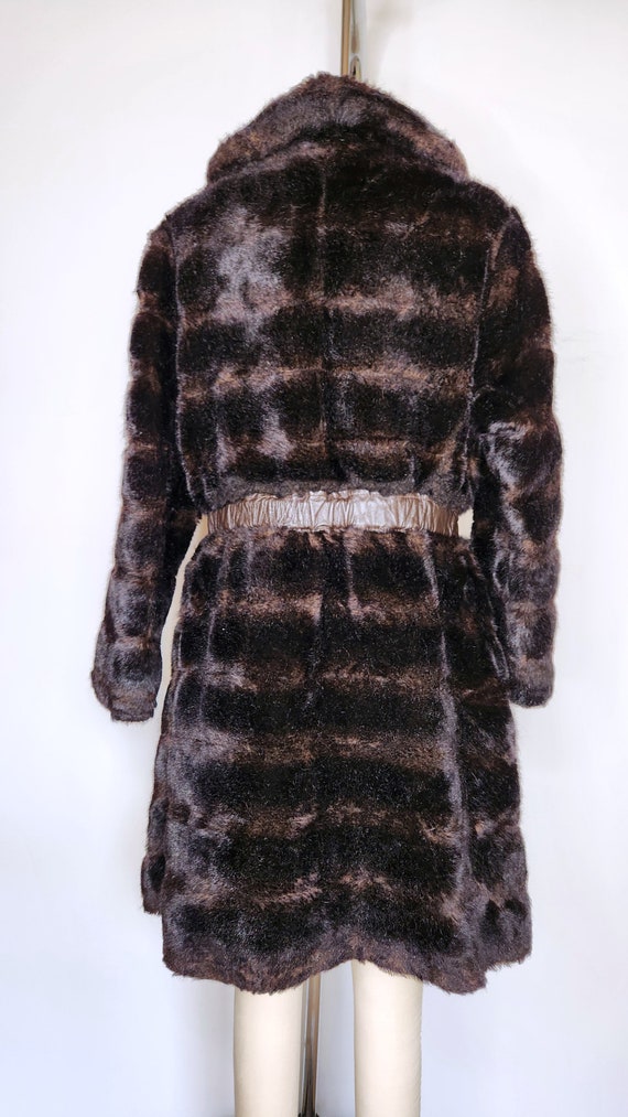 70s Faux Fur Coat Jacket - Variegated Brown Faux … - image 7
