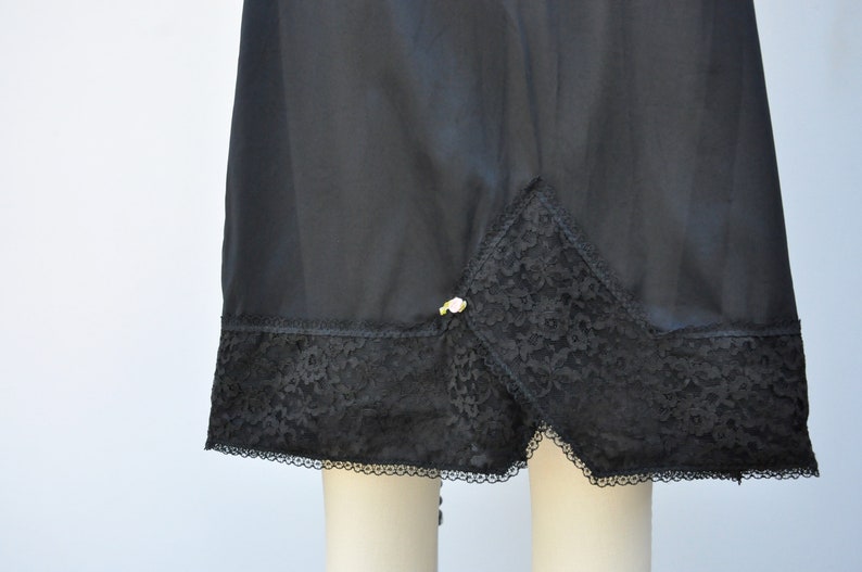 Under Skirt 50s Floral LACE Half Slip Black Slip Goth Pin Up XS S Floral Details Skirt Slip Sheer Slip Mid Century 50s 60s