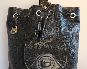 Vintage Dooney & Bourke Black Pebbled Leather Drawstring One  display picture 1