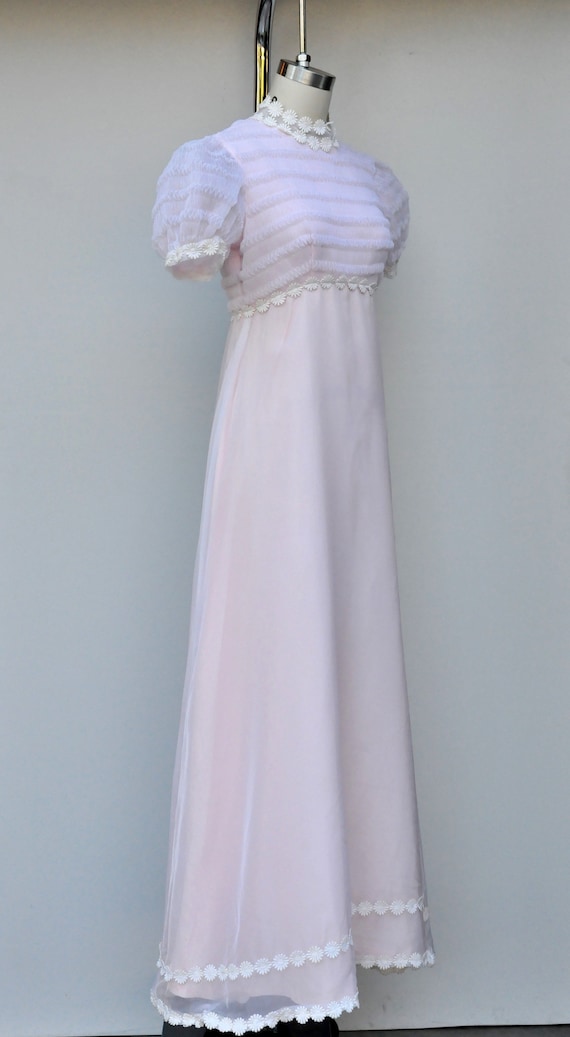 Vintage 60s Maxi Dress - Pink and White Dress - F… - image 4