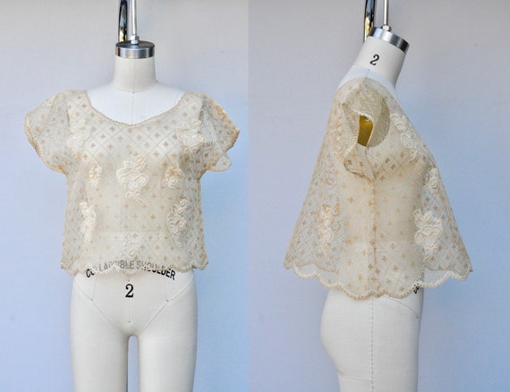 Vintage LACE Blouse - Lace Top - Floral Lace - She