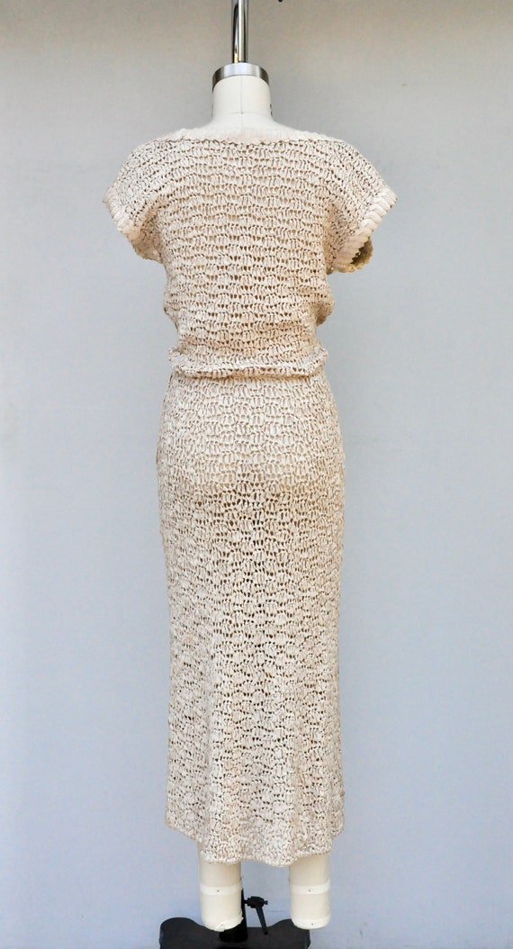 40s 50s Crochet Dress - Ivory Crochet Dress - Mar… - image 2