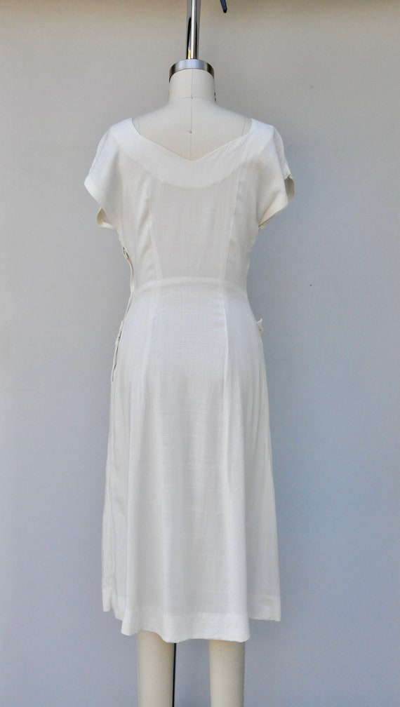 Vintage Off White Dress 40s 50s - Pockets and App… - image 8