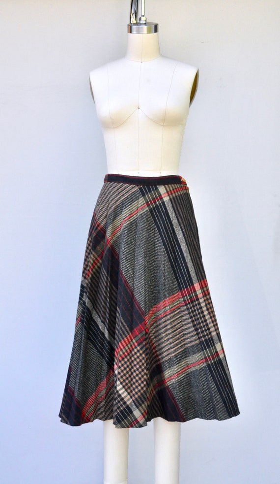 Vintage WOOL Skirt - Pleated Wool skirt - Plaid W… - image 2