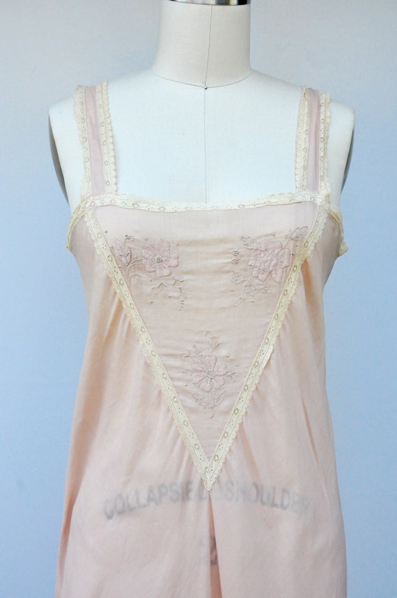 Vintage Cotton Lace SLIP Dress - Night Gown - Bia… - image 2