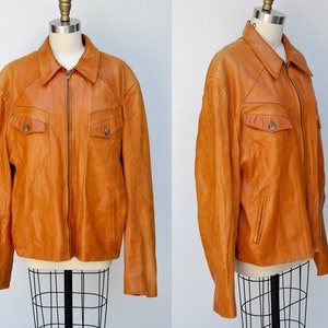 Vintage veste en cuir pour homme - veste en cuir souple buttery - veste en cuir caramel - veste en cuir Scully - cuir souple souple XL