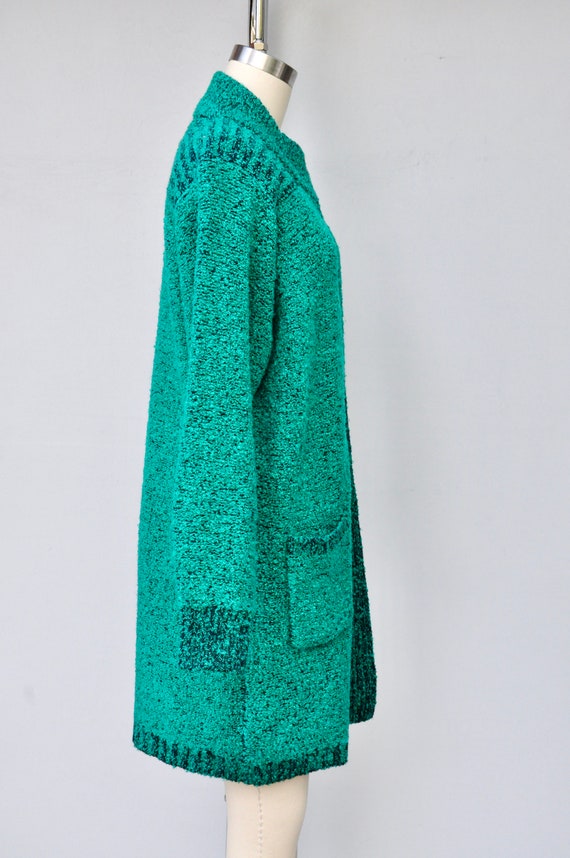 80s Terry Cloth Green Duster Long Cardigan Duster… - image 6