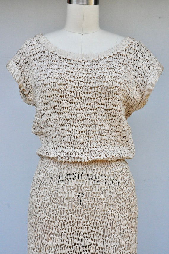 40s 50s Crochet Dress - Ivory Crochet Dress - Mar… - image 8