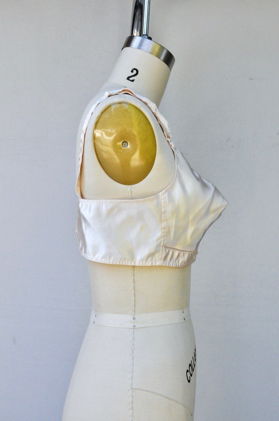 Vintage Satin BULLET Bra - 50s Ivory Bullet Bra -… - image 4