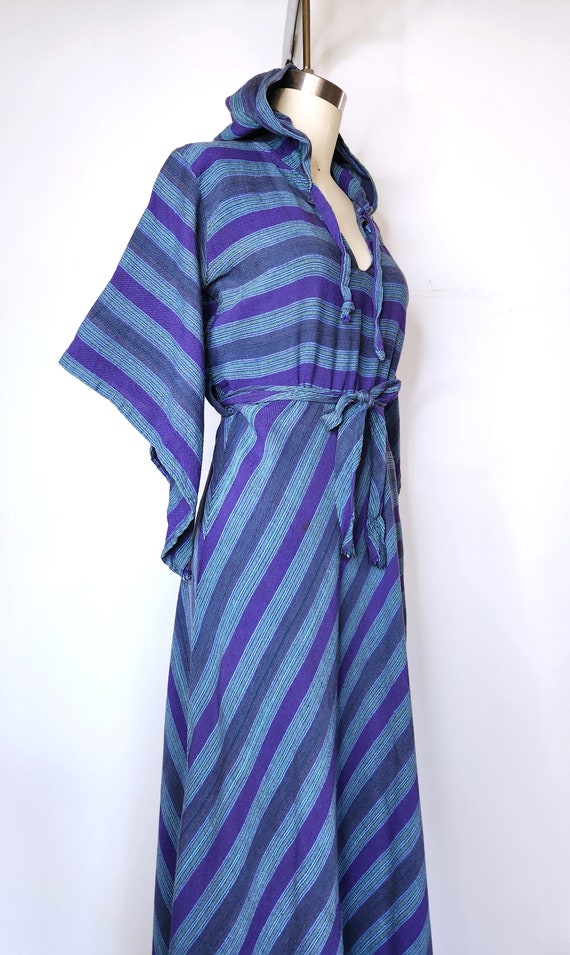 Vintage Hooded Dress - Hooded Maxi Dress - Stripe… - image 6