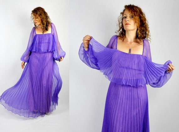 purple flowy dress