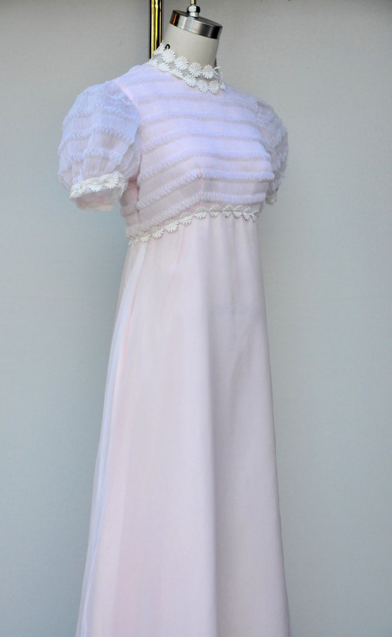 Vintage 60s Maxi Dress - Pink and White Dress - F… - image 7