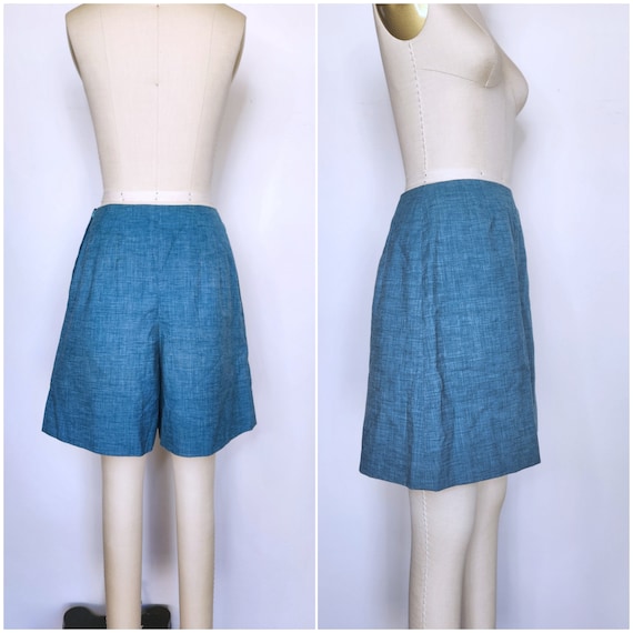 50s Shorts - High Waist Shorts - 50s Blue Shorts … - image 1