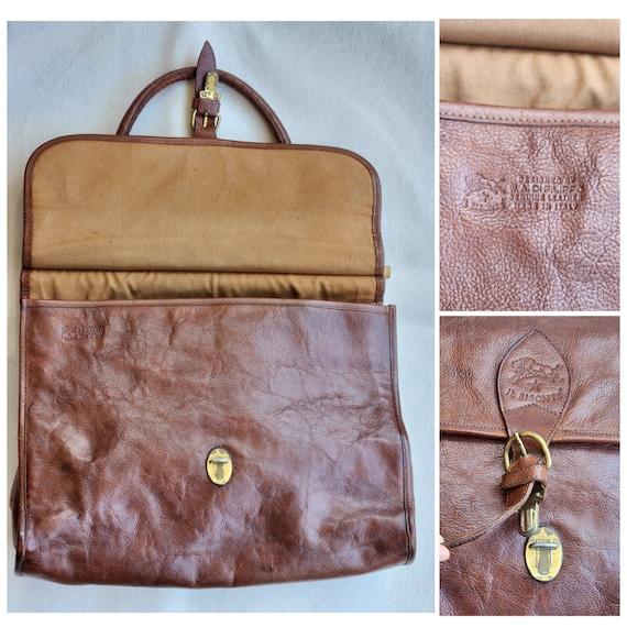 Vintage Il Bisonte Brown Leather Bag - Large Huge Bag - Shoulder