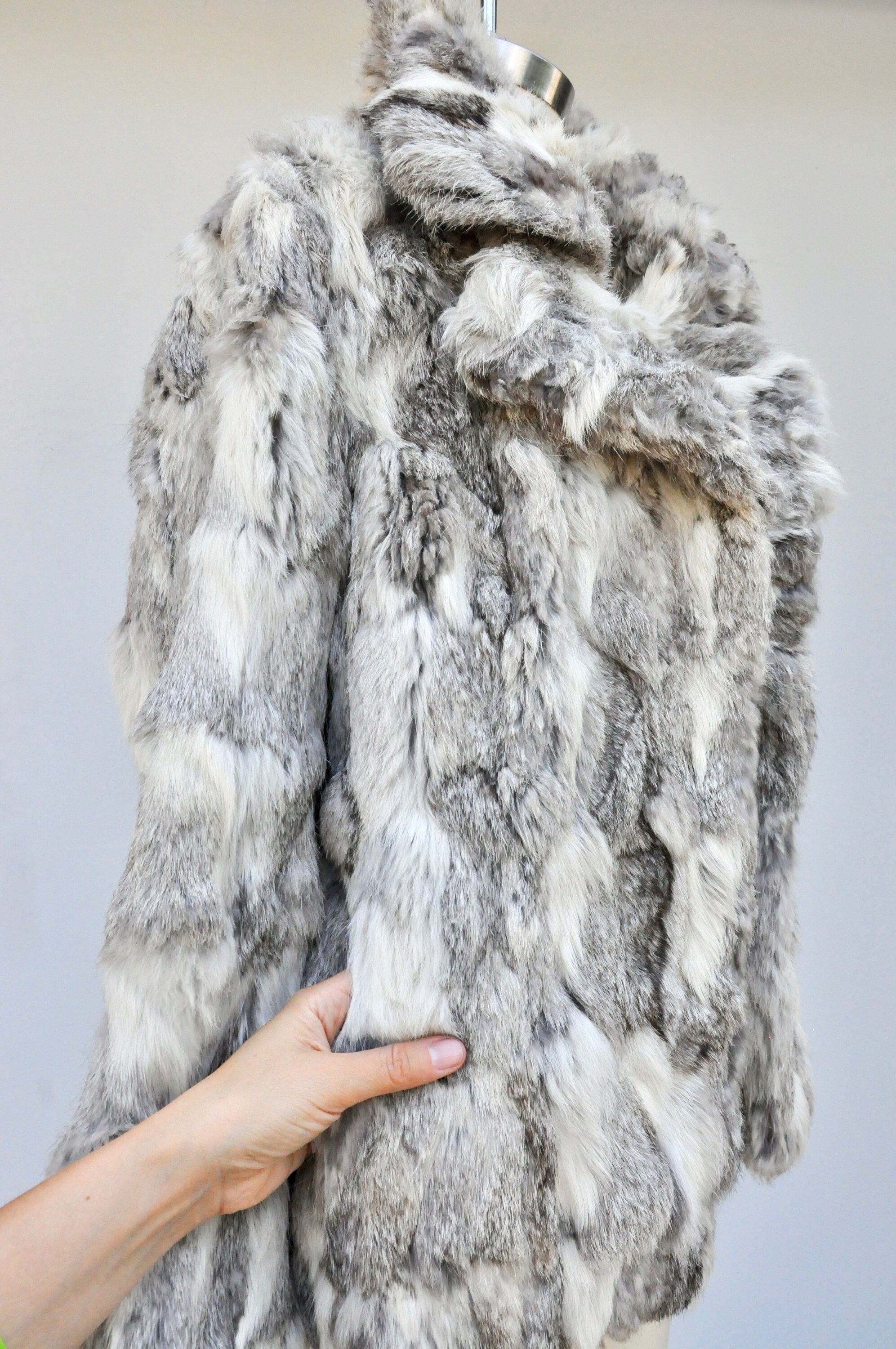 Adrienne landau textured rabbit fur coat hotsell