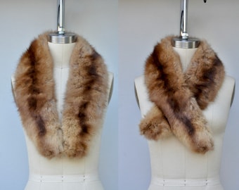 Vintage Brown Mink Collar - Fur Collar - Long Mink Fur Collar - Mid Century Chunky Variegated Fur - Clasp Attachments Gorgeous