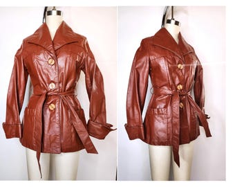Vintage Plaid Pendleton , 70s Belted Red Midi Coat, Xmas Gift for 