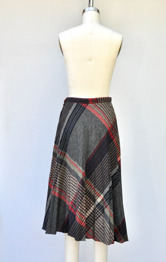 Vintage WOOL Skirt - Pleated Wool skirt - Plaid W… - image 3