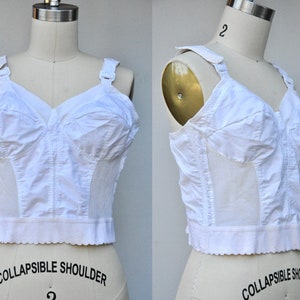 Vintage White & Ivory Corset Bustier - Pointed Bra Corset Bustier - Cone Brassiere Corset Minimalist Pointed Bra Rockabilly Pin Up 50s 60s