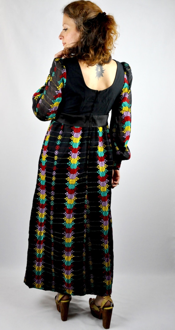 70s Maxi Dress EMBROIDERED Dress Mexican Dress PO… - image 2