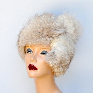 Vintage FOX Fur Hat 50s 60s Mid Century Fox Fur Hat Arctic Silver Fox Fur Hat Chunky Fox Fur Hat Fluffy Fur Hat Soft Fur Hat image 2