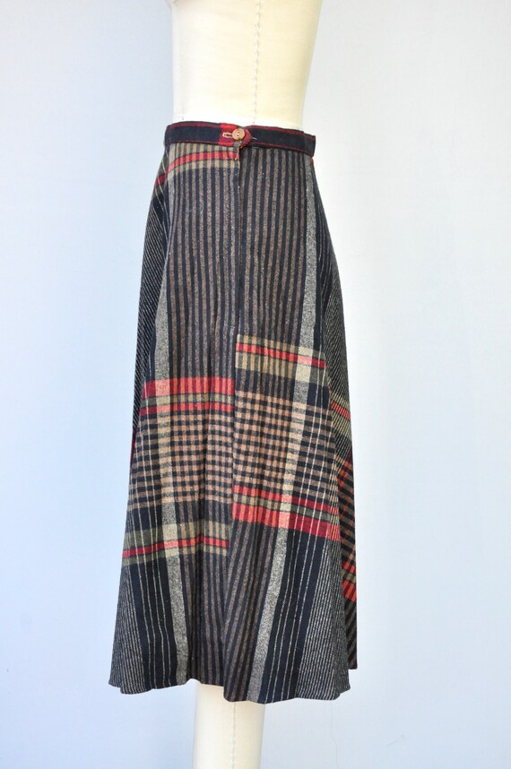 Vintage WOOL Skirt - Pleated Wool skirt - Plaid W… - image 4