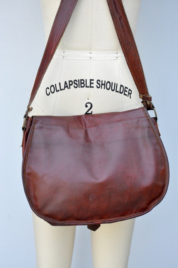 Vintage Leather Bag - Shoulder Bag - POCKETS Bag … - image 9