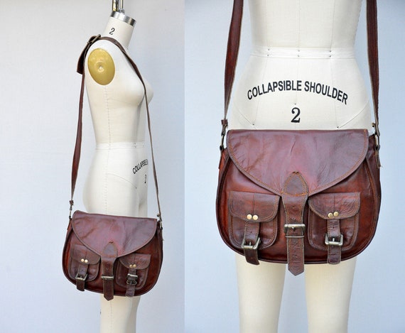Vintage Leather Bag - Shoulder Bag - POCKETS Bag … - image 1