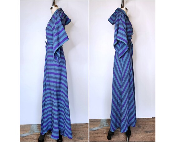 Vintage Hooded Dress - Hooded Maxi Dress - Stripe… - image 4