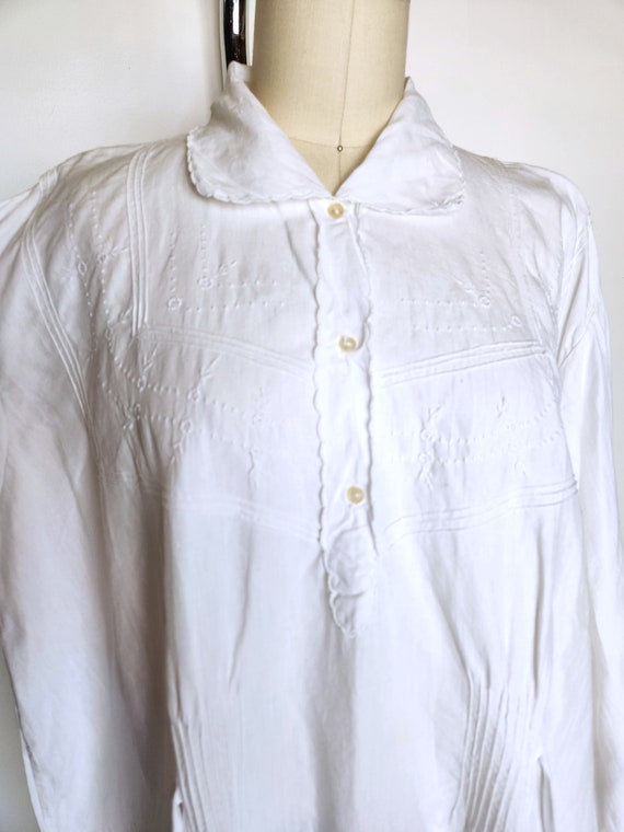 Vintage 1900s Nightgown Nightdress - Cotton Embro… - image 6