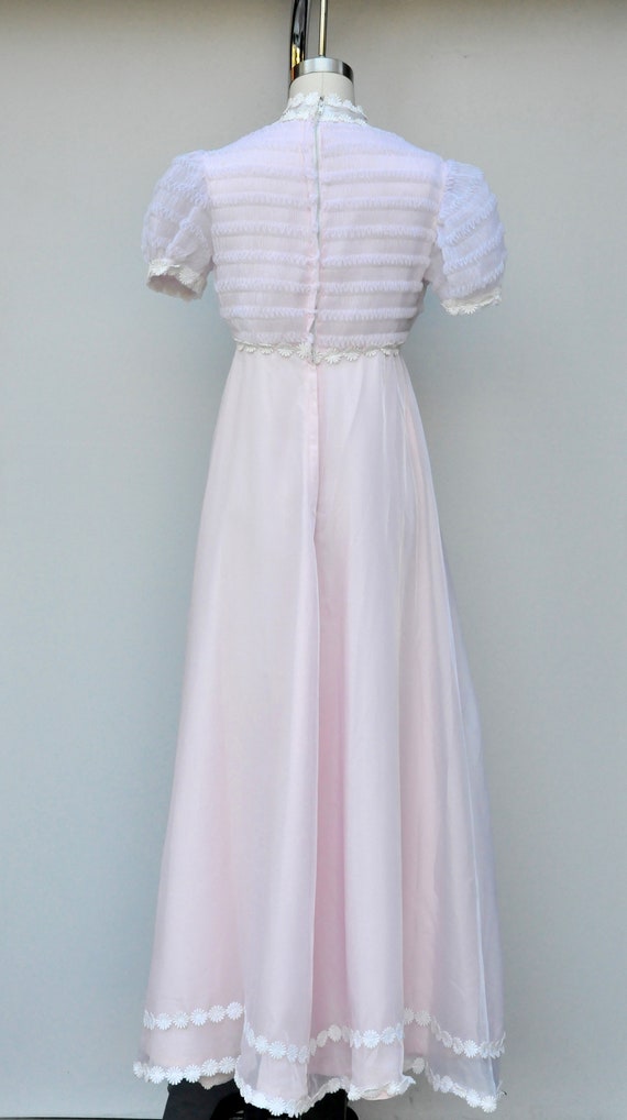 Vintage 60s Maxi Dress - Pink and White Dress - F… - image 9