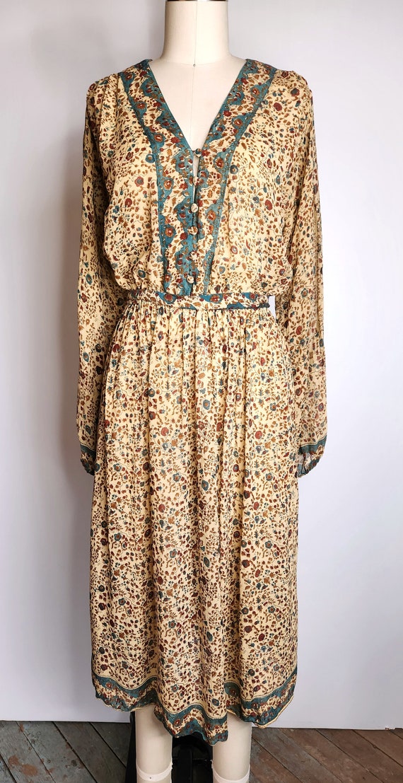 Vintage Indian Silk Dress by Jane Andre Californi… - image 4