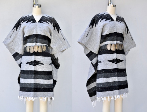 Big Fringed Poncho - Blanket Coat - Blanket Poncho