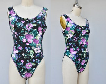 Vintage Victoria's Secret Bodysuit - Floral Bodysuit - 80s 90s Victoria's Secret Lingerie - Cotton Blend Bodysuit - Lingerie Negligee size M