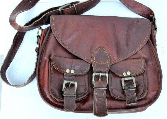 Vintage Leather Bag - Shoulder Bag - POCKETS Bag … - image 3