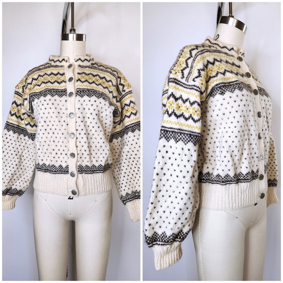 Vintage Icelandic Jacket Sweater Cardigan - Wool … - image 1