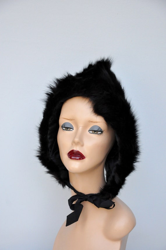 Vintage FOX Fur Hat Pixie Hat Fur Hat Dark Brow… Gem