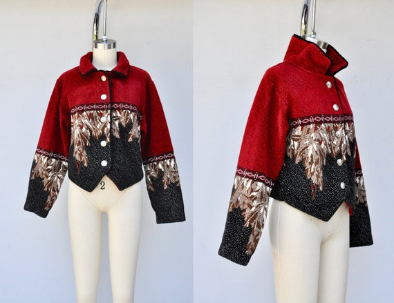 Vintage Fleece Jacket Cardigan - Southwestern Flee