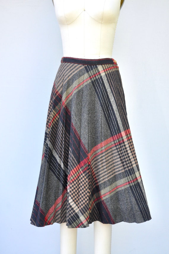 Vintage WOOL Skirt - Pleated Wool skirt - Plaid W… - image 8