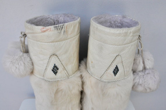 Vintage Winter Ivory Fur Boots - Real Fur Boots -… - image 6