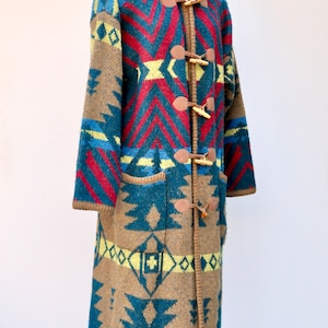 Vintage Hooded Southwestern Duster Coat Navajo Coat Hooded Navajo Coat ...