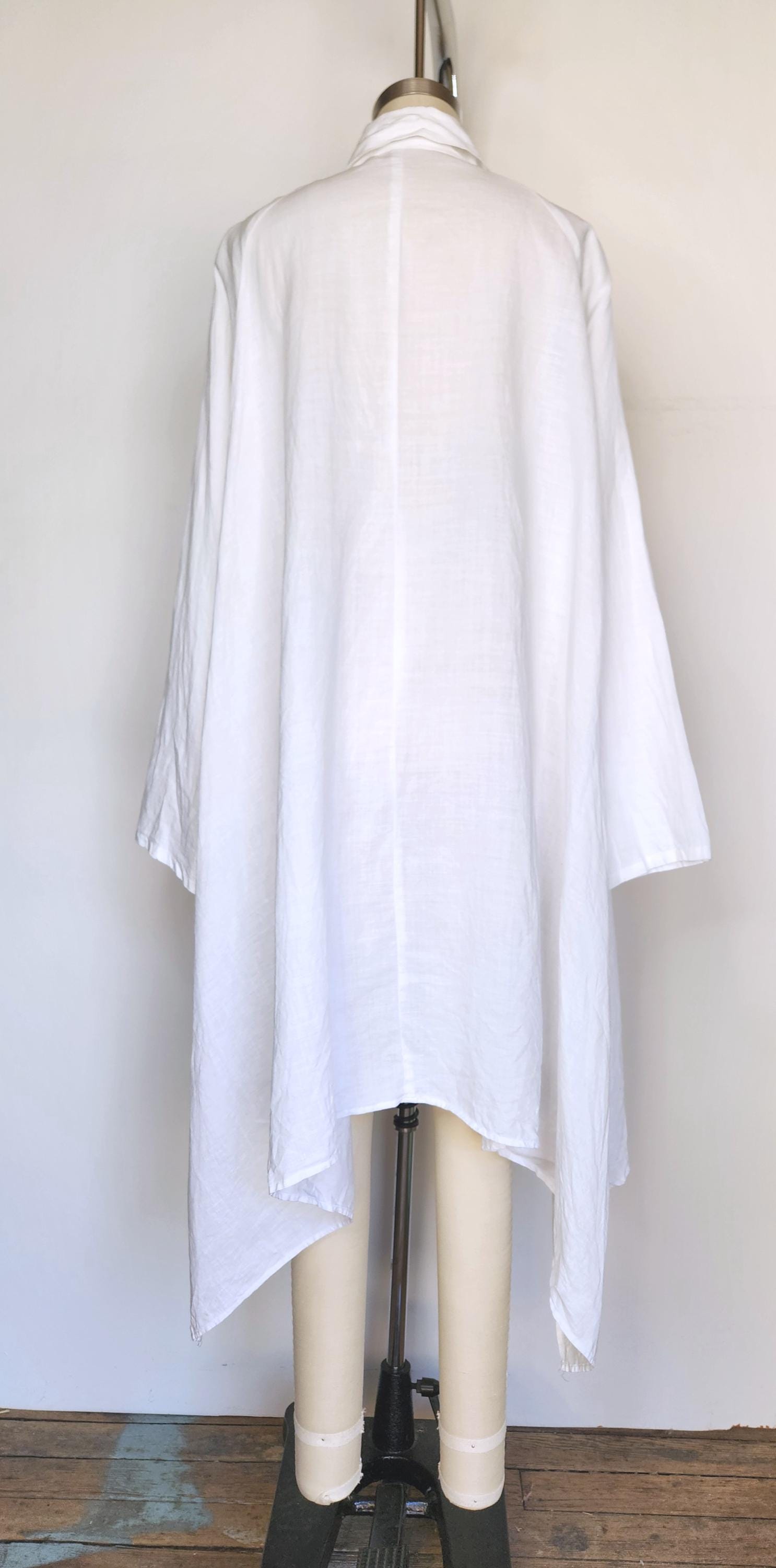 LINEN Duster Jacket Coat - Oversized Lagenlook Duster - White