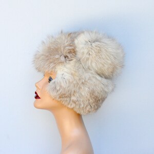 Vintage FOX Fur Hat 50s 60s Mid Century Fox Fur Hat Arctic Silver Fox Fur Hat Chunky Fox Fur Hat Fluffy Fur Hat Soft Fur Hat image 3