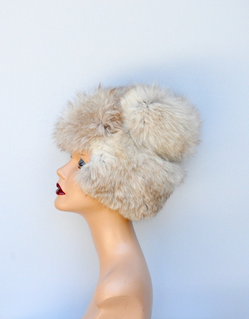 Vintage FOX Fur Hat 50s 60s Mid Century Fox Fur Hat Arctic Silver Fox Fur Hat Chunky Fox Fur Hat Fluffy Fur Hat Soft Fur Hat image 3