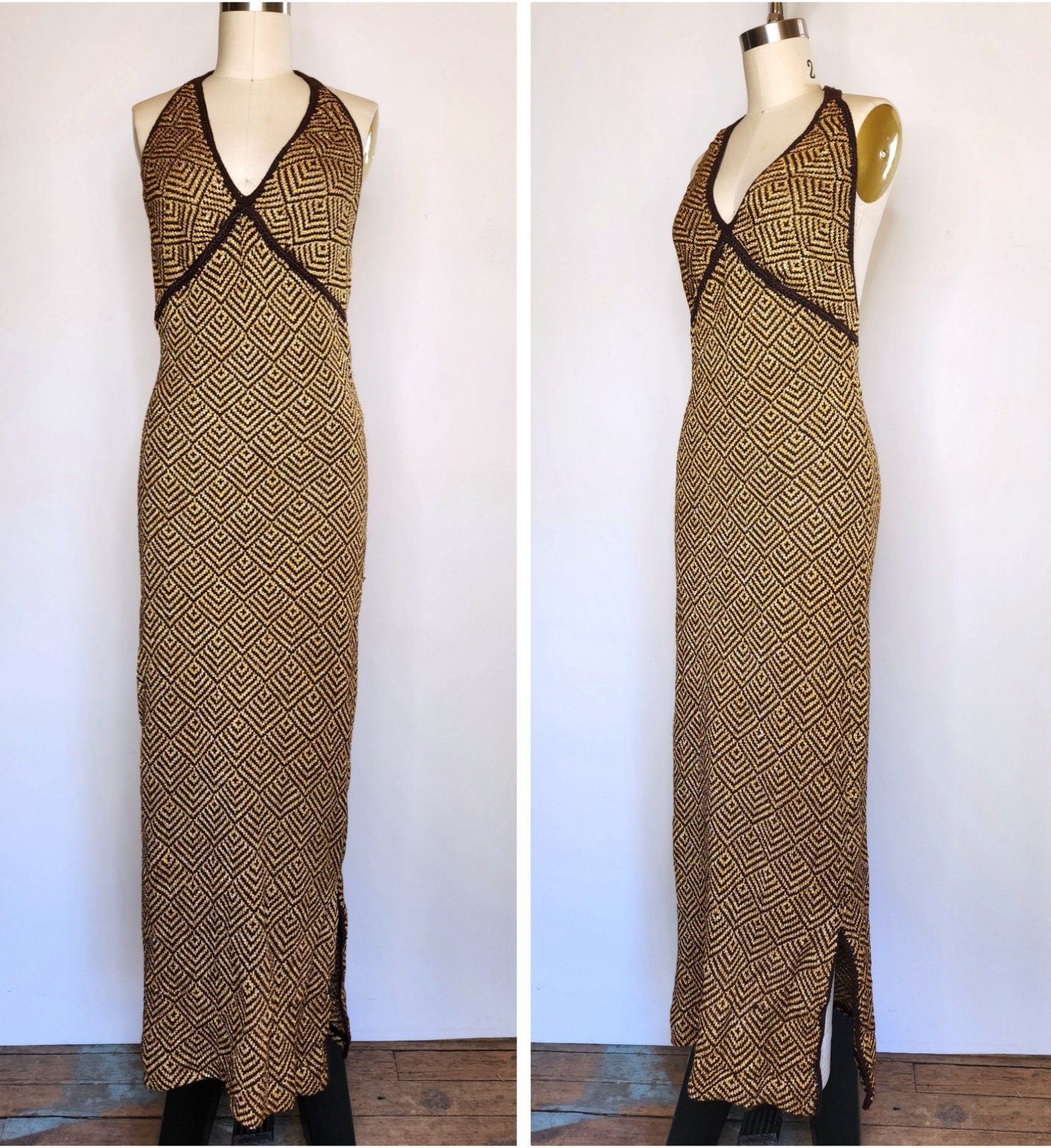 70s Gold Metallic LUREX Maxi Dress - Frederick's of Hollywood Dress - Glam  Party Cocktail Sexy Shimmering Size Stretchy XS - S - Etsy