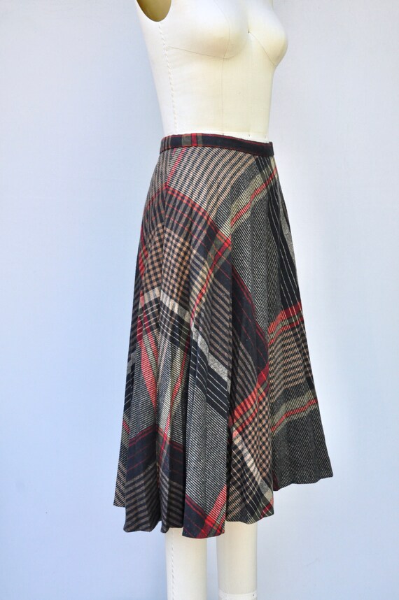 Vintage WOOL Skirt - Pleated Wool skirt - Plaid W… - image 7