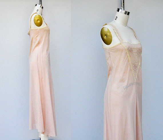 Vintage Cotton Lace SLIP Dress - Night Gown - Bia… - image 3