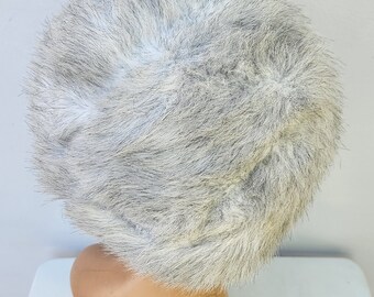 Vintage Faux Fur Gray Hat Warm Winter Fur Hat Fluffy Hat Sky Resort Mountain Vintage Faux Fur Gray Hat - Gray Faux Fur Hat - Warm Winter  main image 3